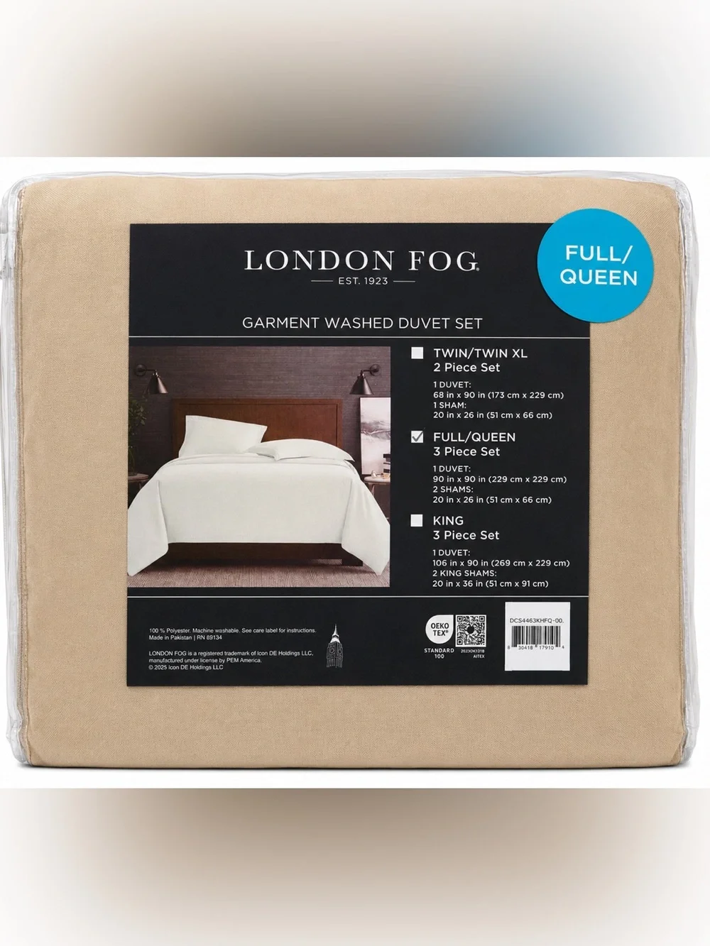 London Fog Solid Taupe Duvet 3-Piece Set - Neutral Bedding